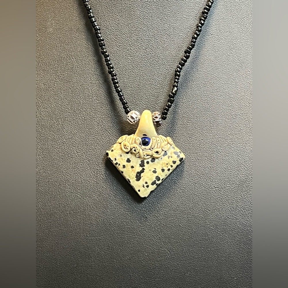 Handmade Polymer Clay Pendant and Beaded Necklace